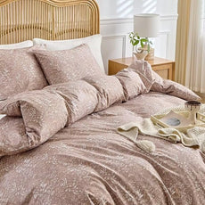 MKXI Vintage Comforter Set Full Size Wildflower Comforter Set Floral Bedding Set Brown Floral Duvet Comforter Microfiber Bed Set Soft Reversible Design Farmhouse Comforter Khaki