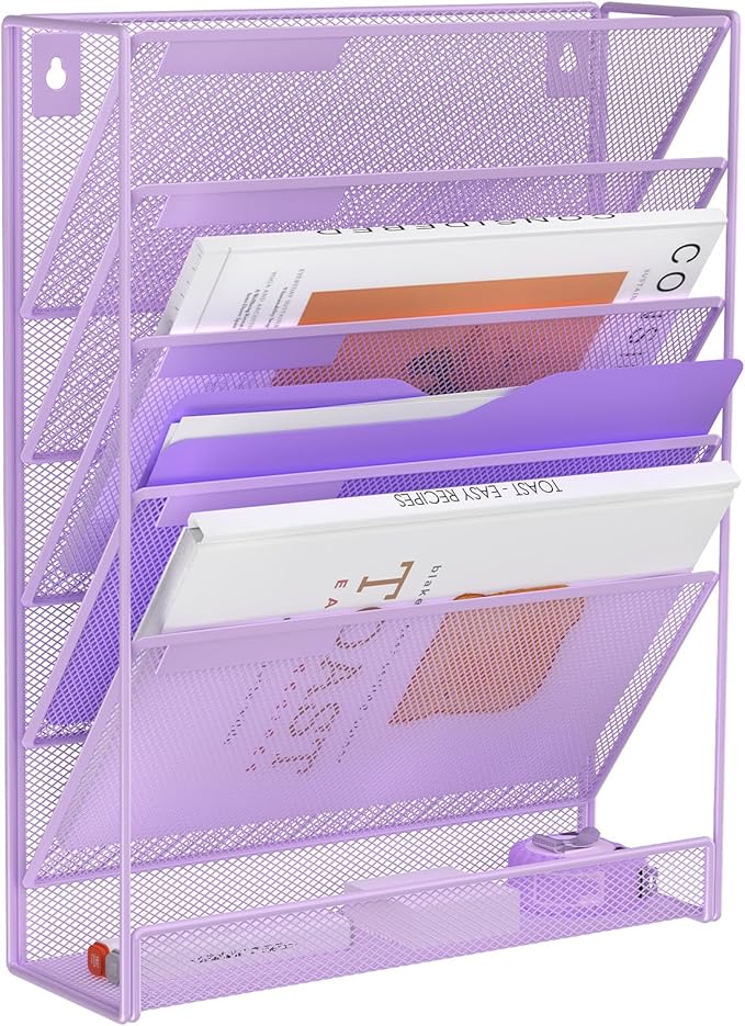 Kuntine.B Wall File Organizer (Purple, 6 Tier)