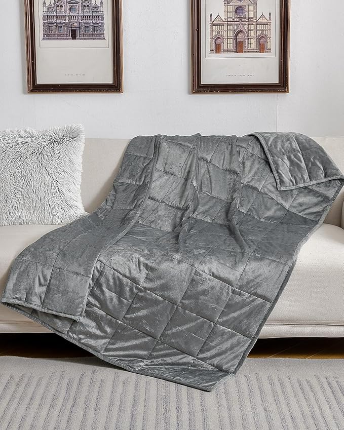 Topblan Weighted Blanket Queen Size 20lbs, Adult Weighted Blankets with Soft Warm Fabric for Sleeping and Calming, Adult Heavy Blanket for Sofa Bed, Grey, 60 x 80 inches