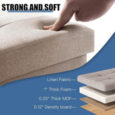 BRIAN & DANY 15 Inches Ottoman with Storage, Square Small Storage Ottoman Foot Rest with Legs, Ottomans Foot Stool for Dorm, Living Room, Entryway (Beige)