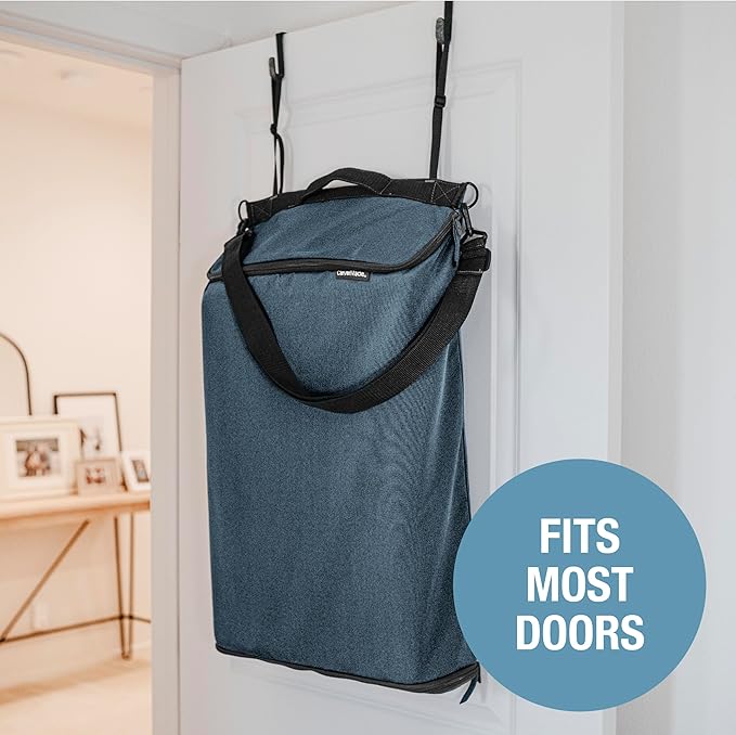 CleverMade Convertible Laundry Hamper Bag - Ocean Dark Charcoal holds 21.5L / 20 lbs 1 Compartment - Storage with Handles for Home Organization