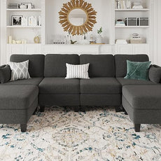 Modular Sectional Sofa, Convertible U Shaped Sofa Couch with High Density Memory Foam, 6 Seat Comfy Modular Sofa Couch for Living Room, Modern U Shaped Sectional Sofa, Dimgrey