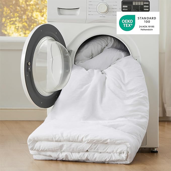 Bedsure King Size Comforter Set, White Soft Prewashed Bedding for All Seasons, 3 Pieces GentleSoft™ Warm Down Alternative Bed Set, 1 Lightweight Comforter (104"x90") and 2 Pillowcases (20"x36")