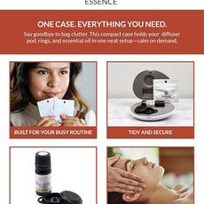 Essence Pearl Travel Case - Wearable Aromatherapy Kit with Nasal Diffuser Rings, Soaking Bay, and 5mL Essential Oil – Portable Wellness Gift Set for On?The?Go Self Care