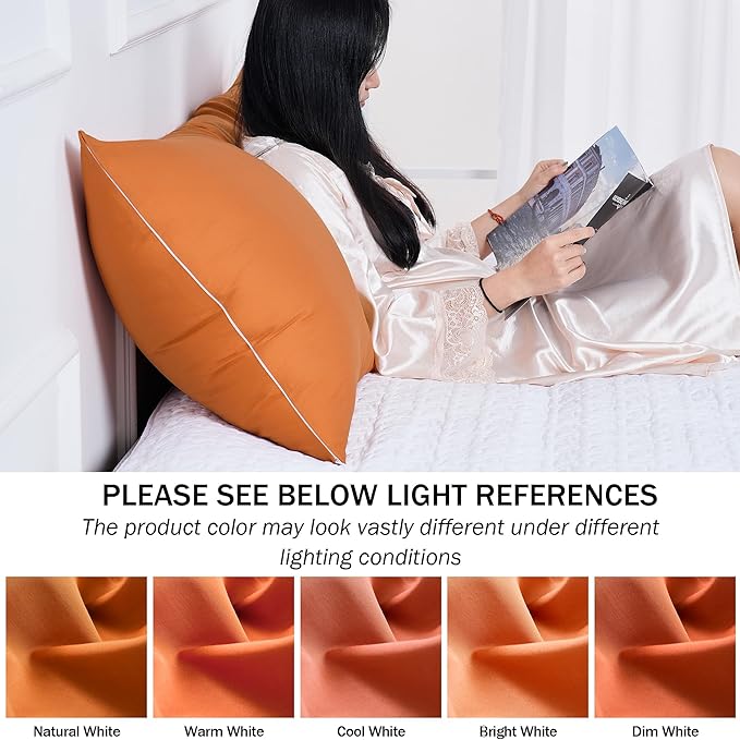 100% Cotton Body Pillow Case Cover with Zipper Wrinkle-Free, 400 Thread Count Super Soft Pillow Case for Body Pillow, Cooling Long Pillow Protector 21" x 54" Autumn Orange