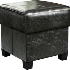 GLAXYFUR Storage Ottoman Cube Folding Footstool PU Leather Storage Bench with Legs, Storage Chest for Living Room, Bedroom, 15.7 x 15.7 x15.7 Inches, Black