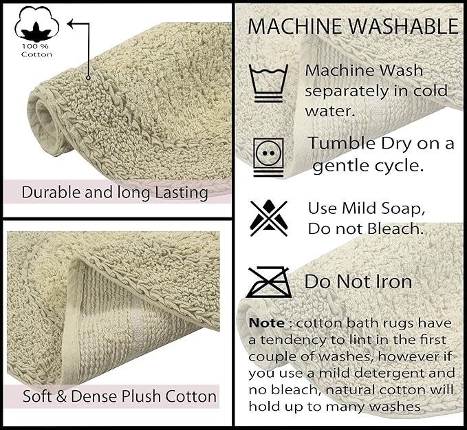 Home Weavers Double Ruffle Collection 100% Cotton Bathroom Rugs Set, Washable Rug, Thick Extra Soft and Absorbent Bath Rug, Kitchen Mat, Bath Mat Set, Bath Floor Mat Non Slip, 21"x54" Runner, Sage