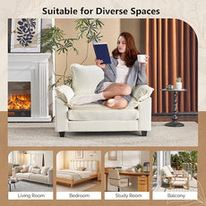 VINGLI Cloud White/Cream Single Chair with Armrest