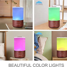 BlueHills Premium 4000 ml Tall Essential Oil Diffuser 4L 4 Liter 50 Hour Run with Remote Timer Aroma Humidifier 1 Gallon Big Capacity High Mist Output for Large Room Lights Dark Wood Grain XL T402