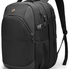 Swissdigital Design Travel Laptop Backpack, 35L Expandable Large College Laptops Backpack with USB Charging Port for Men and Women Fits 17 Inch Notebook, Black | SD1671-01