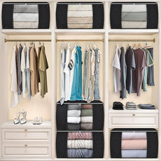 Fab totes 24 Gallons Clothes Storage, Foldable Thick Fabric Blanket Storage Bags, Containers for Organizing Bedroom, Closet, Clothing, Comforter, Organization with Handle (3 Pack,Black)