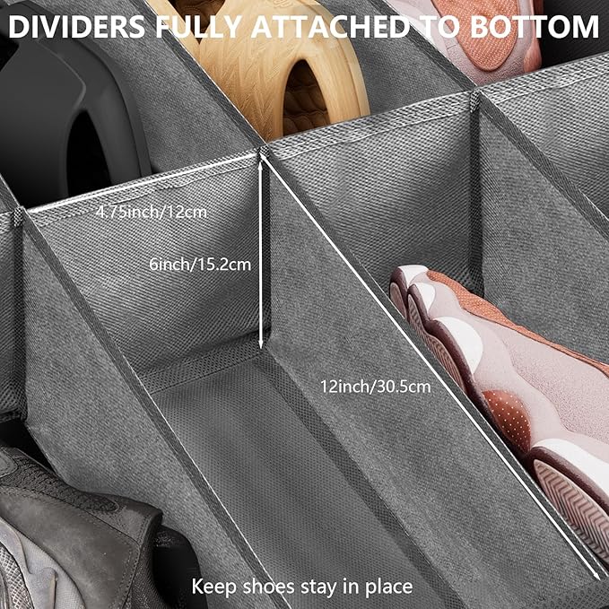 homyfort Under Bed Shoe Storage Organizer Fits 16 Pairs Shoes and 4 Pairs Boots, Underbed Shoe Storage Boxes Bins, Organizador De Zapatos, Extra Large Zapateras Organizer for closet, Black, Set of 2