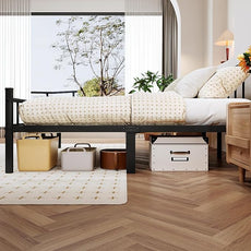 zizin Full Size Metal Bed Frame with Headboard & Footboard 14 Inch Metal Platform Mattress Foundation Support with Steel Slat, Under Bed Storage, No Box Spring Needed
