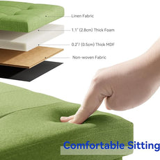 BRIAN & DANY 30 Inches Folding Storage Ottoman Bench, Ottoman with Storage Bench for Bedroom, Living Room, Entryway, Foot Rest with Legs, Bright Green