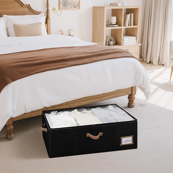 StorageWorks Under Bed Storage Bins, 10'' Underbed Storage Containers with Lid, 77L Clothes Organizer for Bedding, Blankets, Sweaters, Shoes, 2-Pack