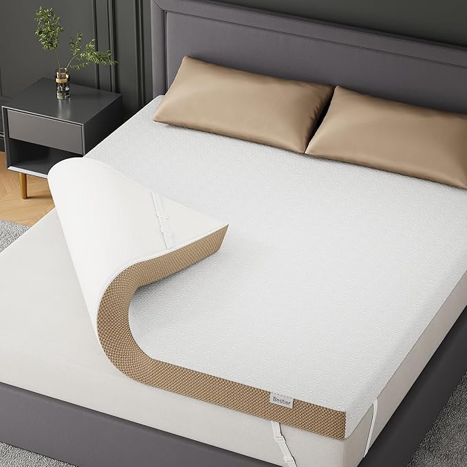 Bestier Memory Foam Mattress Topper - Gel Mattress Topper with Chamomile Collection - Plush Feel - Mattress Pad with Naturally Cooling and Pressure Relieving - Twin Size, 3 Inch