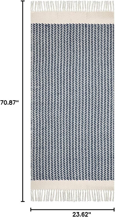 Lahome Boho Kitchen Runner, 2x6 Laundry Room Rug Lightweight Runners for Hallways Washable Runner Rug with Tassels, Farmhouse Cotton Blue Throw Rugs Non Shedding Carpet for Entryway Bathroom