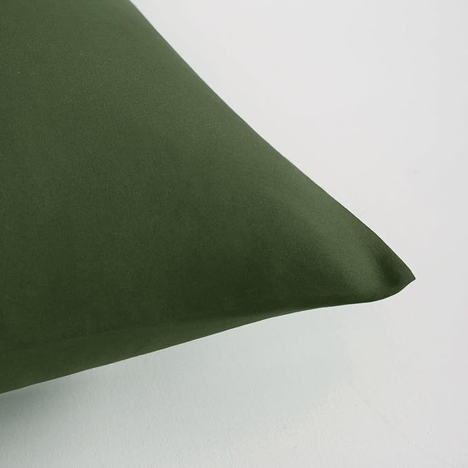 FLXXIE Microfiber Pillow Cases Queen Size Set of 2, Soft Pillowcases with Envelope Closure, Wrinkle Resistant Pillow Covers, 20x30, Olive Green