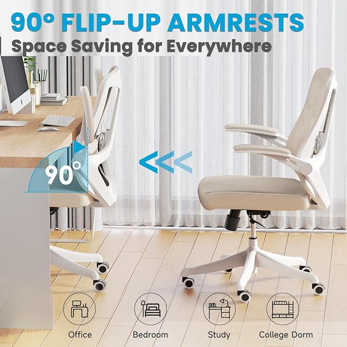 Ergonomic Office Chair - 400LB Comfy Desk Chairs with Lumbar Back Support, Mesh Computer Chairs with Wheels and Arms for Home Office, Study (669khaki-Without Headrest)