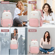 Laptop Backpack for Women Bookbag: 15.6 inch Work School Backpacks with Pouch Pocket for Large Capacity Cup & USB Charger College Book Bag Travel Business Nurse Teacher Bookbags Anti-theft Back Pack