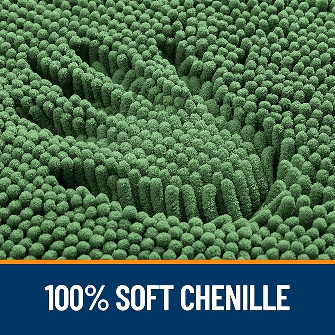 OLANLY Bathroom Rugs 44x24, Extra Soft Absorbent Chenille Bath Rugs, Rubber Backing Quick Dry, Machine Washable Bath Mats for Bathroom Floor, Tub and Shower, Home Decor Accessories, Olive Green