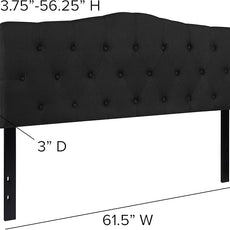 EMMA + OLIVER Tufted Upholstered Queen Size Headboard in Black Fabric
