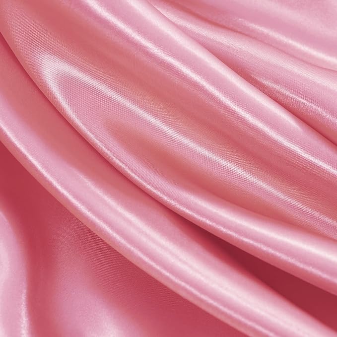 Satin Sheets Twin XL Size - 3 Pieces Luxury Silky Soft Bed Sheets, Wrinkle-Free Pink Satin Silk Sheet Set with 1 Deep Pocket Fitted Sheet, 1 Flat Sheet, 1 Pillow case