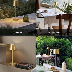 KDG 2 Pack Cordless Table Lamp, Portable LED Desk Lamps, 5000mAh Battery Operated, 3 Color Stepless Dimming Up, for Restaurant, Bedroom, Outdoor Camping, Coffee Shop, Night Light, Rechargeable (Gold)
