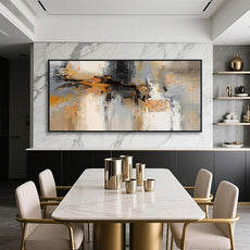 AJAZIKO Large Abstract Canvas Wall Art - Wall Art for Living Room and Bedroom, Modern Wall Decor in Orange and Gray Hues, Perfect Office Decorations for Work