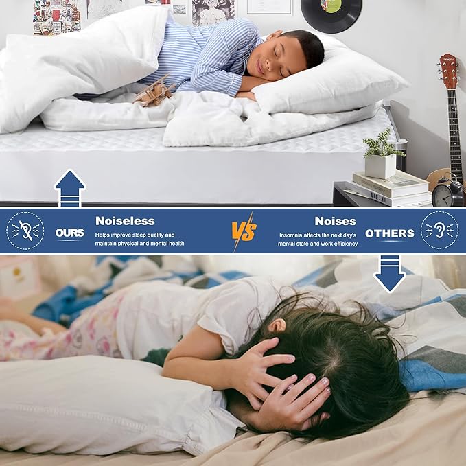 GRT Twin XL Waterproof Mattress Pad, 100% Waterproof Quilted Fitted Mattress Protector, Noiseless Hollow Cotton Mattress Cover, Fitted 8"-19" Deep, Dust Proof