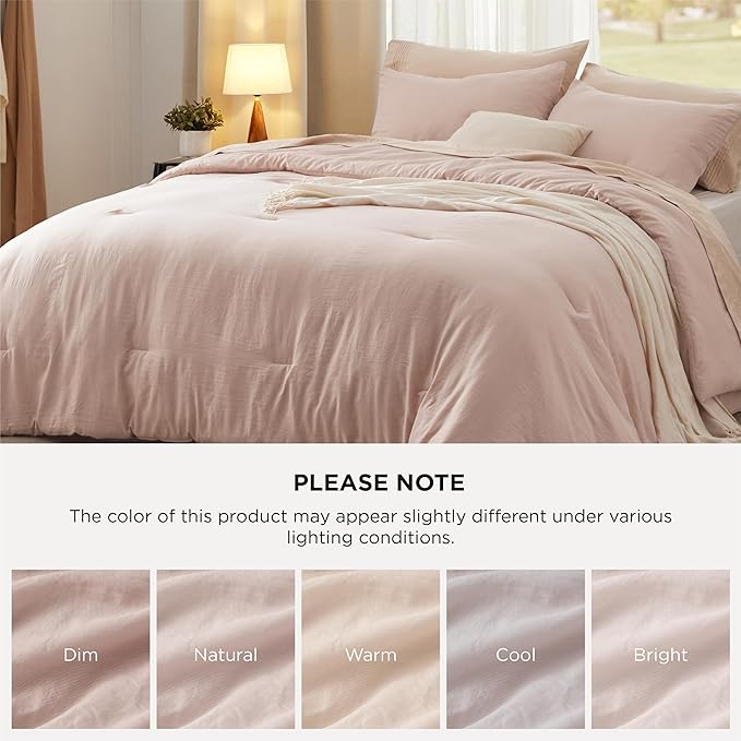 Bedsure Oversized King Comforter Set, Light Pink Prewashed Bed Comforter for All Seasons, 3 Pieces Warm Bedding Sets, 1 Lightweight Comforter (120"x98") and 2 Pillowcases (20"x36")