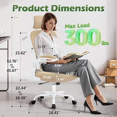 Office Chair Ergonomic Desk Chairs with Adjustable Lumbar Support& Headrest Hanger, High Back Breathable Mesh Chair with Wheels, Rolling Swivel Comfy Task Computer Chair for Home Work Gaming