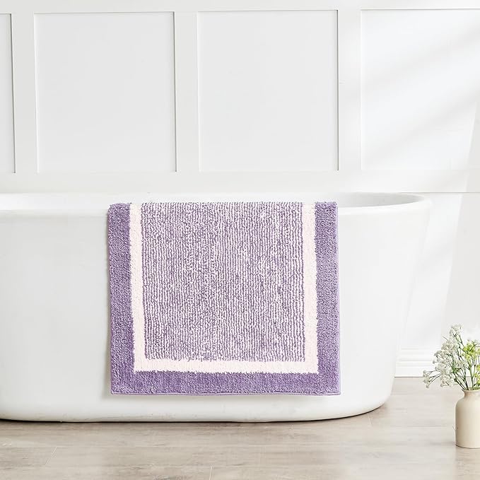 CozeCube Bath mats for Bathroom Non Slip, Fluffy Absorbent Microfiber Bath mat Washable, Aesthetic Bathroom Rugs, Cute Purple Bath mat, Lavender, 32" x 20"