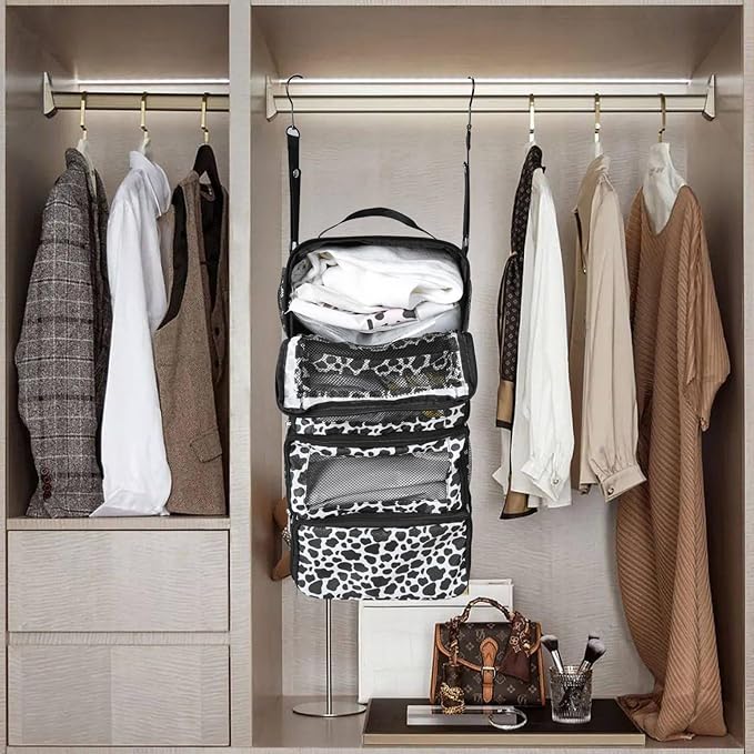 Suitcase Organizer, Travel Luggage Organizer Portable Hanging Travel Shelves Collapsible Hanging Packing Cubes for Carry on Suitcase