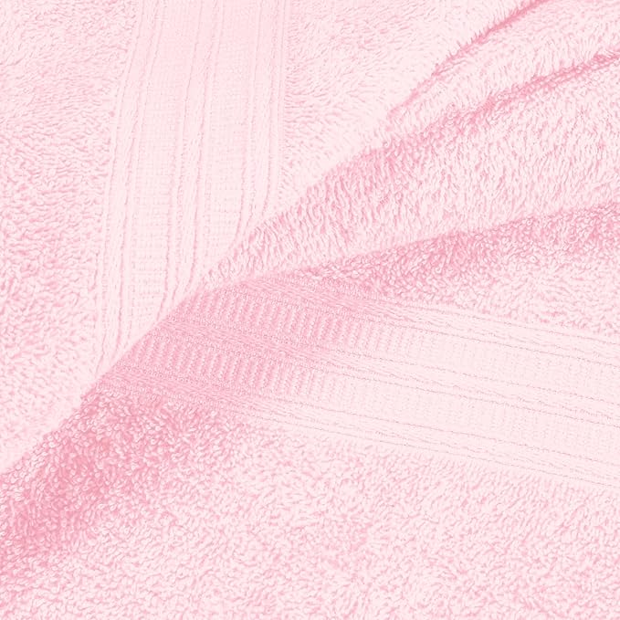 BOUTIQUO Ultra Soft 3 Pack Cotton Towel Set, Contains a Bath Towels 27x54 inch, a Hand Towels 16x24 inch & a Wash Coths 12x12 inch, Ideal Everyday use, Compact & Lightweight - Pink