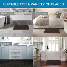 H.VERSAILTEX Bath Mats for Bathroom Non Slip Extra Thick Chenille Striped Bath Rug 24