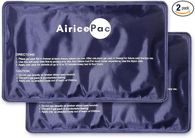 2 Ice Packs for Pain Relief, Gel Cold Pack for Knee Neck Shoulder Ankle Elbow Hip Back Injuries Reusable, Hot & Cold Compress Therapy for Swelling, Bruises, Surgery, 7”x 11”, Blue