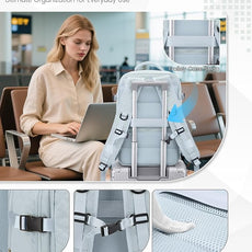 suwasp Vacuum Backpack Travel with Pump, Travel Backpack for Women Men, Vacuum Compression Bags with Laptop Compartment/Shoe Compartment, Personal Item Carry On Backpacks Flight Approved, Light Blue