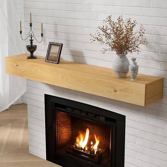 Dreamland Fireplace Mantel - Wall-Mounted Mantles for Over Fireplace - Farmhouse Fireplace Mantle Shelves - Handcrafted Wood Fireplace Mantels - Floating Fireplace Mantel 48 X 8 X 5 - Natural