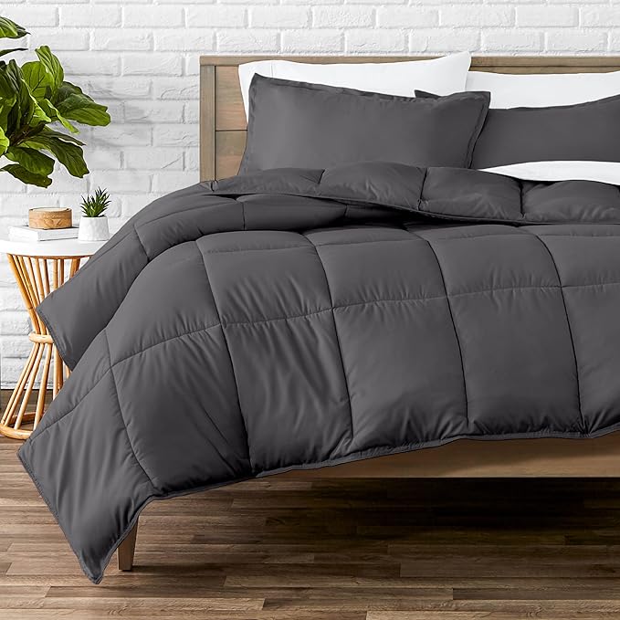 Bare Home Comforter Set - King/California King Size - Ultra-Soft - Goose Down Alternative - Premium 1800 Series - All Season Warmth (King/Cal King, Forged Iron Grey)