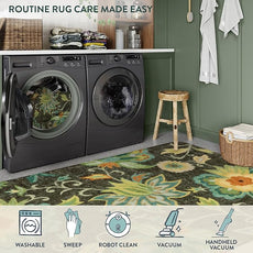 Lahome Floral 2x6 Hallway Runner Rug - Non Skid Washable Kitchen Runner Rugs, Low-Plie Green Paisley Print Carpet for Entryway Bedroom Living Room