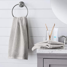 Amazon basics 100% cotton Lightweight quick-dry hand towel, 8-pack, Platinum, 28