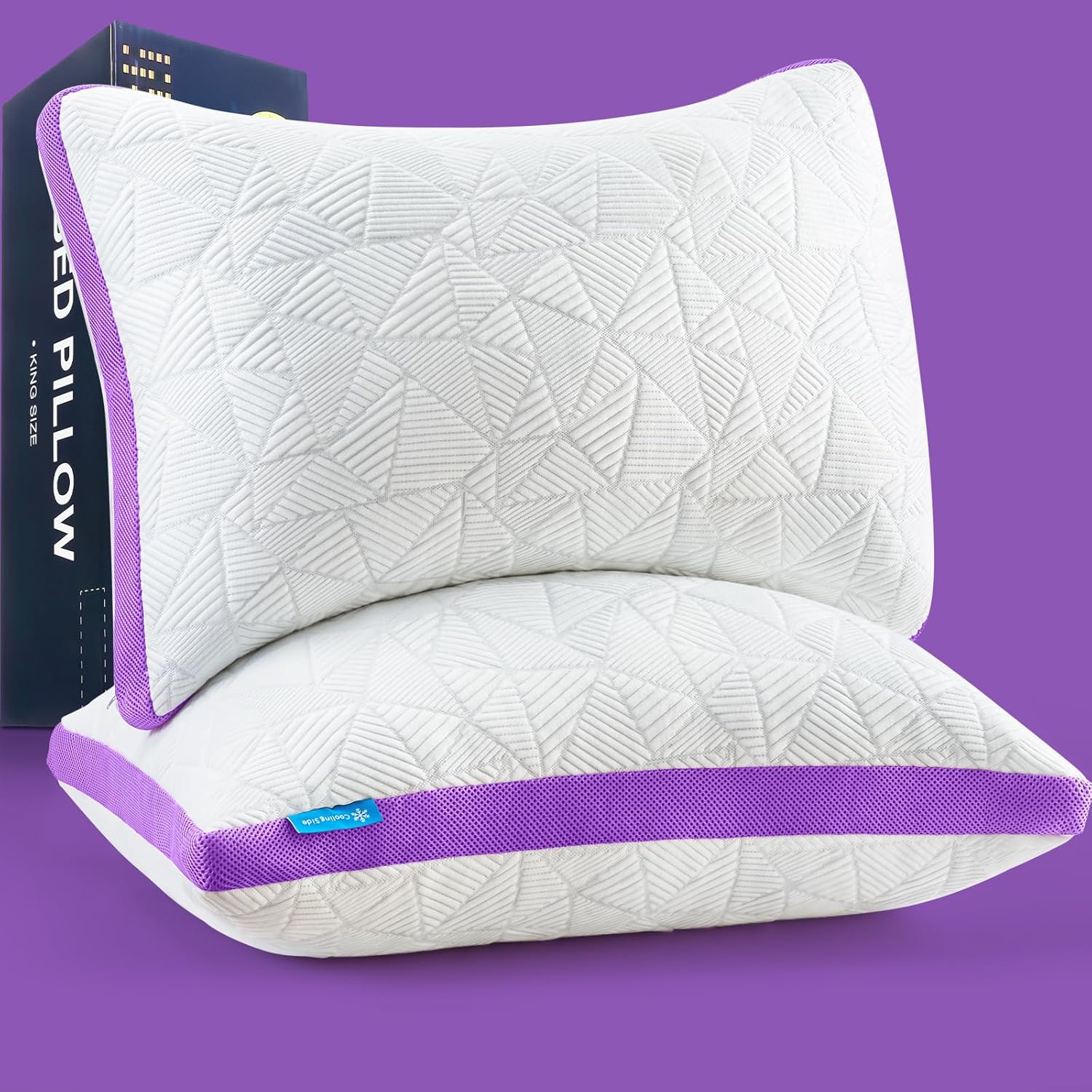 BETU Standard Pillow, Cooling Shredded Memory Foam Pillow for Hot Sleepers College Dorm Room Essentials, Adjustable Firm Gel Cool Pillow for Back Pain and Side Sleeping, Birthday Gifts for Boyfriend Dormly