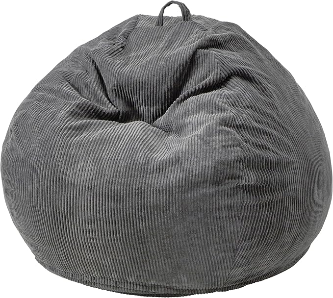 Hobestluk 3.5FT Bean Bag Chair Large Bean Bag with Filler Included Bean Bag Chairs for Adults Teardrop Bean Bag Chair with Removable Cover for Bedroom Living Room - (Large, Grey)