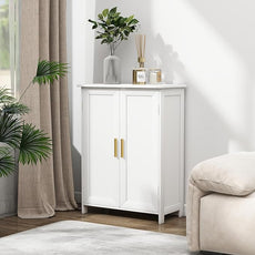 Bathroom Storage Floor Cabinet Freestanding Organizer with Adjustable Shelves for Bathroom Laundry Room,2 Doors