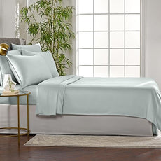 Pure Bamboo Full Sheets, Genuine 100% Organic Viscose Derived from Bamboo Bed Sheet Set, Luxuriously Soft & Cooling, Double Stitching, 2 Year Quality Promise (Full, Sea Glass)