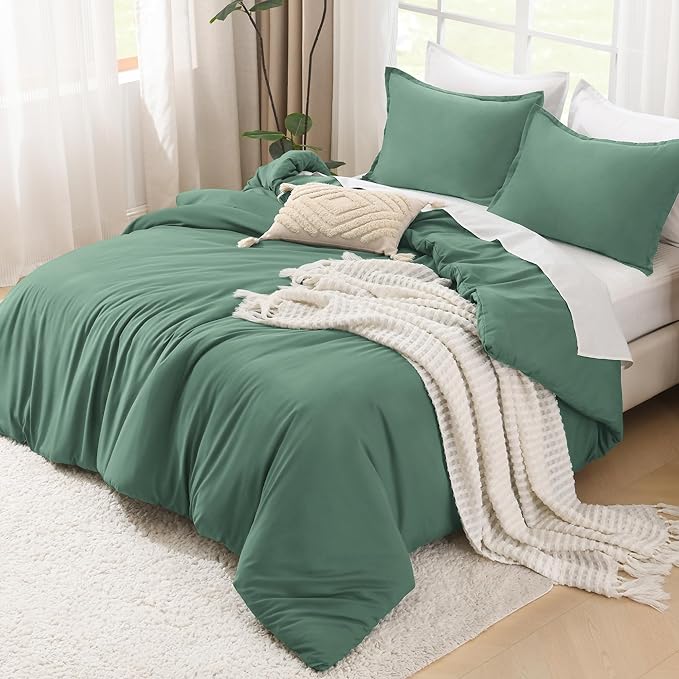 Litanika Comforter Set, Lightweight Solid Bedding Comforter Set, Fluffy Down Alternative Bed Set, Haze Green, Full