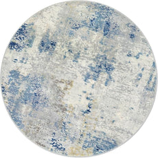 Lahome Modern Abstract Round Rug 4Ft, Blue Washable Front Door Mat Soft 4x4 Circle Rug for Entryway Bedroom Non Slip, Contemporary Indoor Floor Carpet for Living Room Sofa Bedroom Nursery Decor