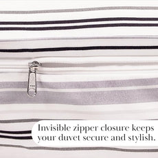 Southshore Fine Living, Inc. Oversized King Duvet Cover, Hotel Quality King Coastal Bedding Set, Easy Care, 1 King/California King Duvet Cover Set with 2 Pillow Shams - Coastal Stripe Grey