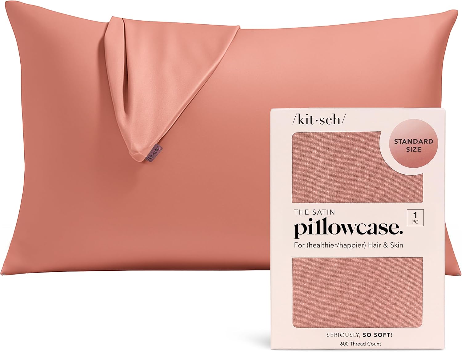 Kitsch Satin Pillowcase with Zipper for Hair & Skin - Softer Than Silk Pillow Cases, Smooth Cooling Satin Pillow Case, Wrinkle-Free, Machine Washable, Pillow Cases Standard Size 19x26 - Lavender Dormly